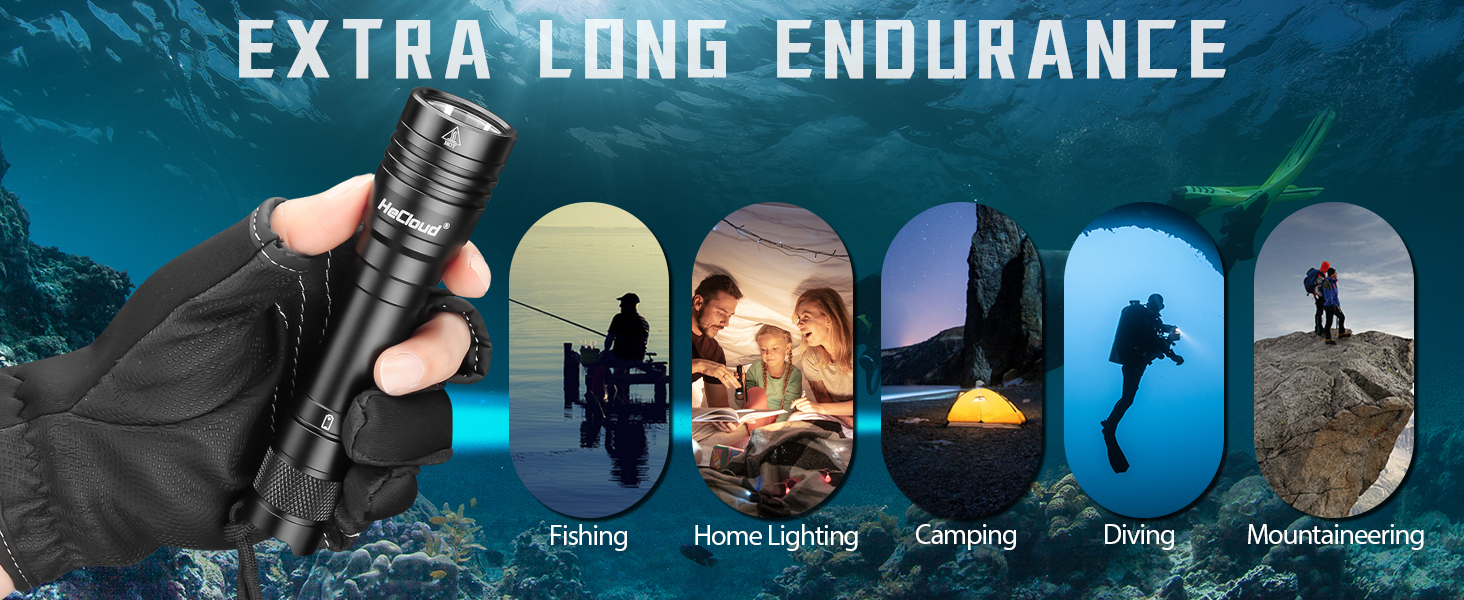 hecloud dive light suitable for fishing, homelighting,hiking outdoor