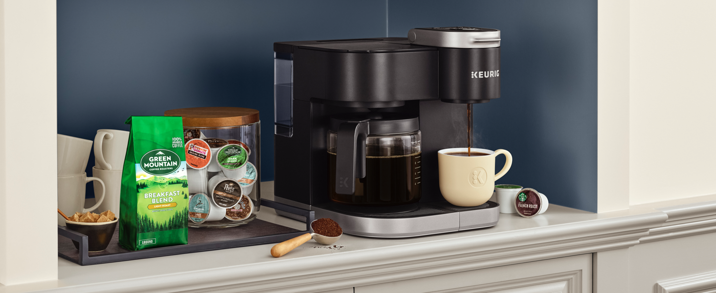 k-duo, keurig k-duo coffee maker, coffeemaker, coffee machine, brewer, carafe brewer, ground coffee